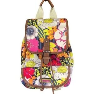Lily Bloom Lightweight Colorful 100% Recycled Poly Floral Print Backpack Bag